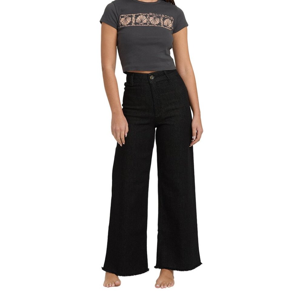Billabong Black Denim Wide Leg High Rise Jeans 27